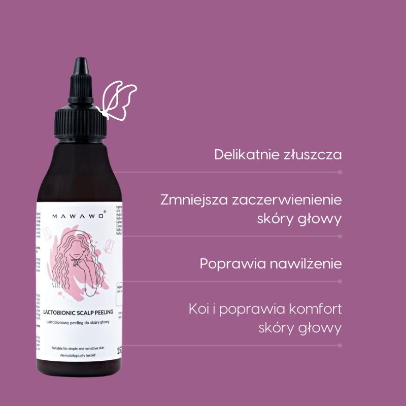 Laktobionowy peeling do skóry głowy_Mawawo_działanie