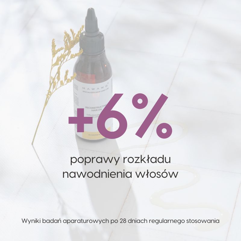 Odbudowujący olejek do włosów_Mawawo_wyniki badań aparaturowych