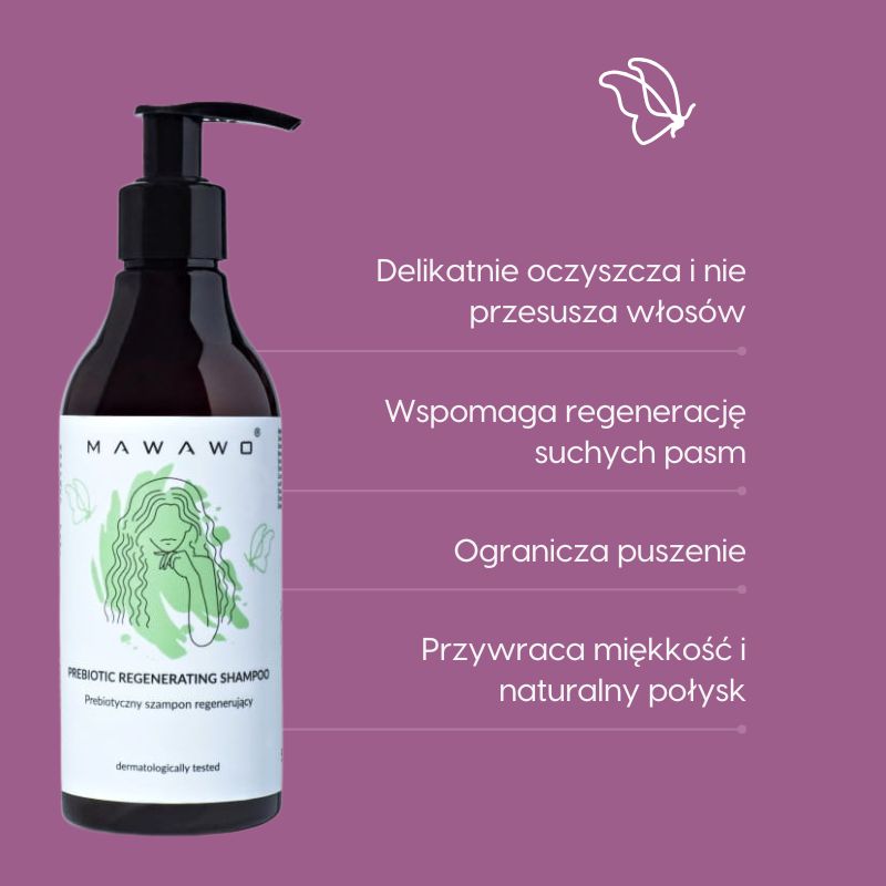 Prebiotyczny szampon regenerujący_Mawawo_działanie